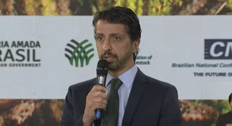 Ministro do Meio Ambiente, Joaquim Leite, durante discurso de abertura da COP26