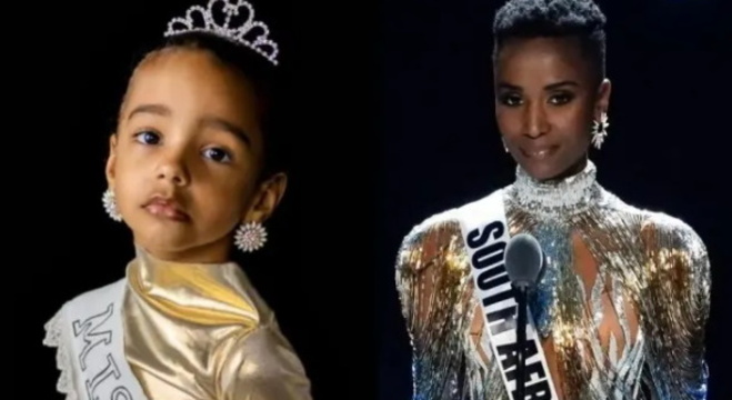 Esther Luiza, de 4 anos, pediu para ser fotografada como a Miss Universo