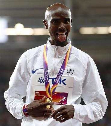 Mo Farah é dono de quatro medalhas de ouro olímpicas e seis mundiais. Duas olímpicas e três mundiais nos 5 mil metros e duas olímpicas e três mundiais nos 10 mil metros