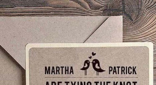 modelo convite de casamento simples feito com papel reciclável 