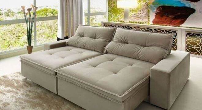 Modelo de sofá retrátil e reclinável branco