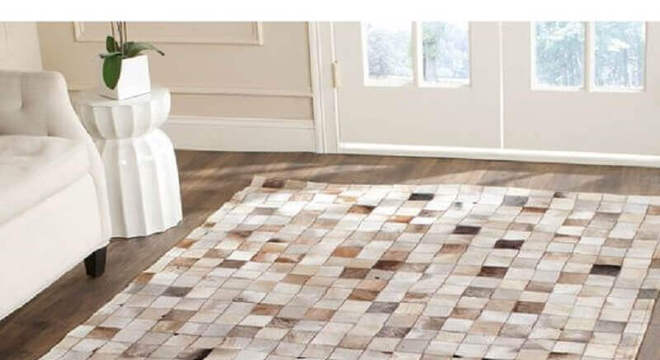 modelo de tapete de couro quadriculado 