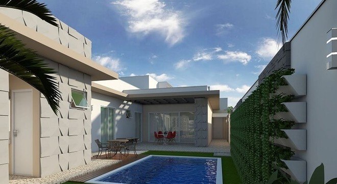 Modelos de casas com piscinas rente a parede