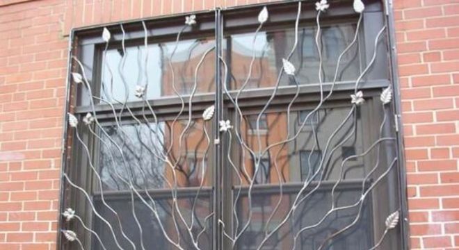 modelos de grades - grade com desenho de folhas 