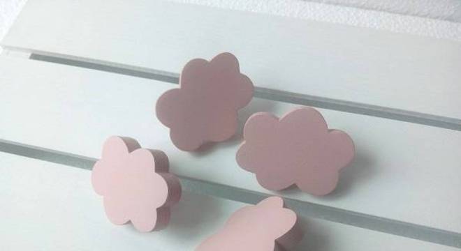 Modelos de puxadores de armário de madeira em formato de nuvem