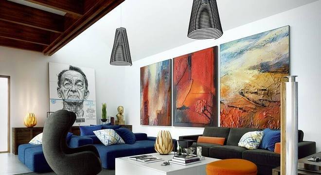 modelos de quadros para sala grande decorada