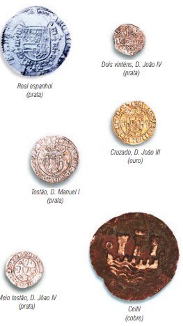 Com o avanço do processo de ocupação estrangeira no território, moedas externas passaram a circular no Brasil. Elas vinham da Espanha, de Portugal, dos Países Baixos e de piratas. É importante lembrar que, entre 1580 e 1640, Portugal e Espanha formavam uma só nação 