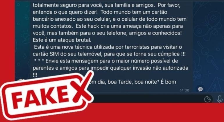 Mensagem com informações falsas sobre imagens
 no WhatsApp