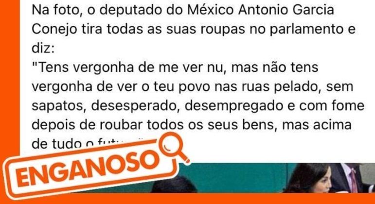 Político mexicano realmente tirou as roupas durante discussão na Câmara, mas discurso atribuído a ele é falso