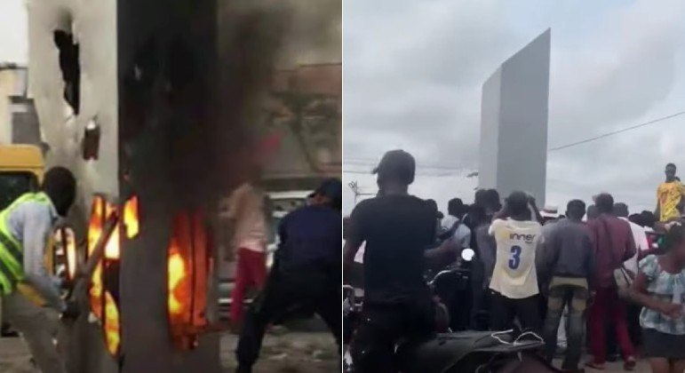 Monólito misterioso que surgiu em Kinshasa foi incendiado pela população local
