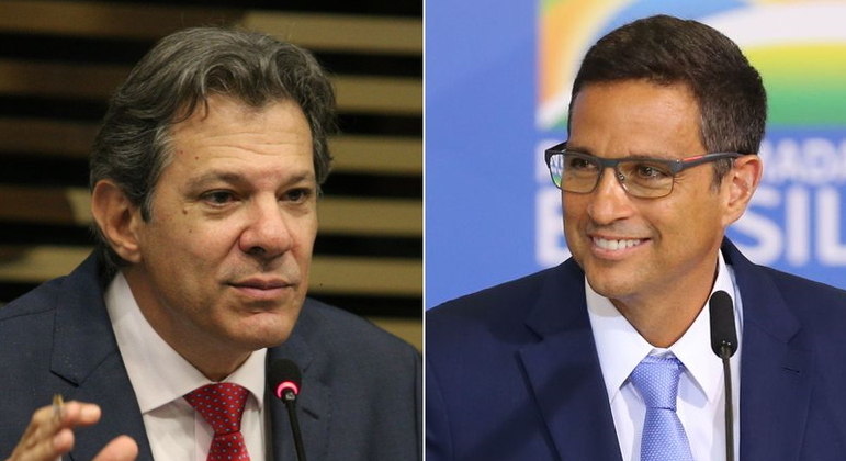 O ministro da Fazenda, Fernando Haddad, e o presidente do Banco Central, Roberto Campos Neto
