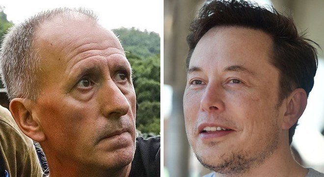 Musk (à dir.) alegou que Unsworth (à esq.) era um 'estuprador de crianças'