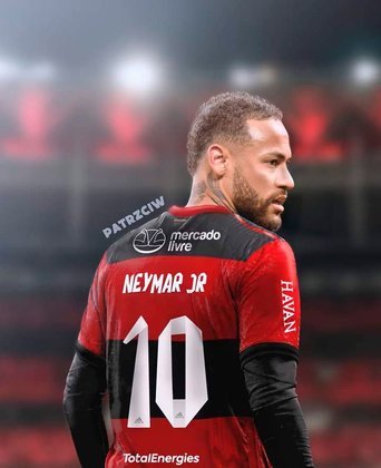 Montagens de Neymar com a camisa do Flamengo fazem sucesso entre os torcedores do clube.