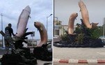 Um monumento com peixes bizarros erguido em Mehdia, no Marrocos, teve que ser demolido após enorme indignação online