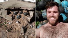 Morador descobre dezenas de bolas de boliche empilhadas sob a casa