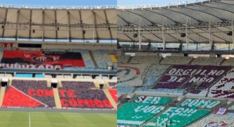 Mosaicos das torcidas deram cor ao Maracanã neste sábado