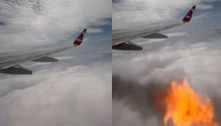 Motor de avião explode no ar, e passageira registra momento; assista