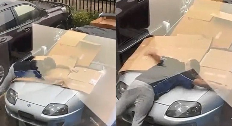 Motorista usou o corpo para proteger carro de chuva de granizo em Sydney, na Austrália