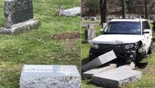 Motorista derruba oito lápides durante treino de direção em cemitério