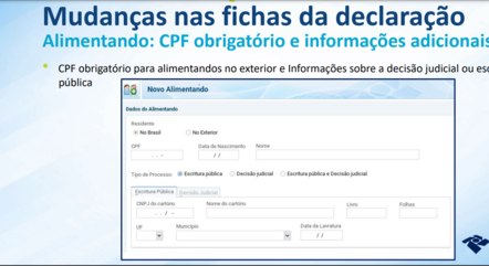 Nova ficha para as pessoas que declaram pensão