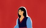 Mulan tem uma prótese na perna esquerda e se locomove com o auxílio de uma bengala