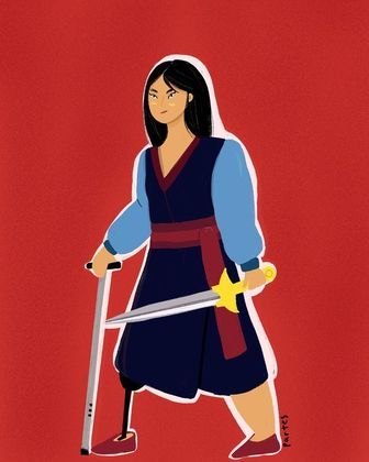 A Mulan tem uma prótese na perna esquerda e se locomove com auxílio de uma bengala