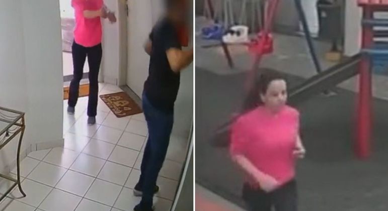 Câmeras de segurança flagraram o momento do disparo e, depois, a mulher fugindo