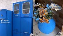 Mulher pinta a casa inteira de azul e vídeo viraliza nas redes sociais