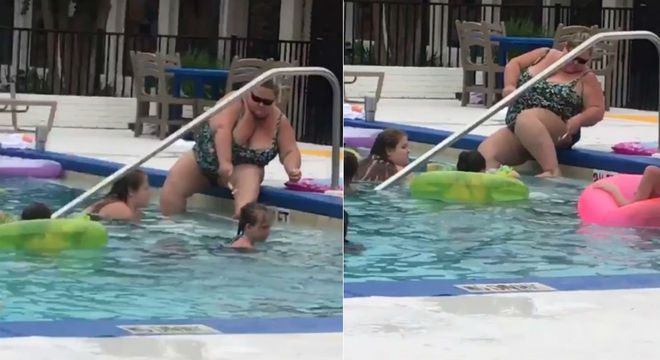 mulher piscinas crianças