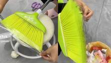 Mulher usa fita adesiva em vassoura para limpar cabelos e dica viraliza nas redes sociais 
