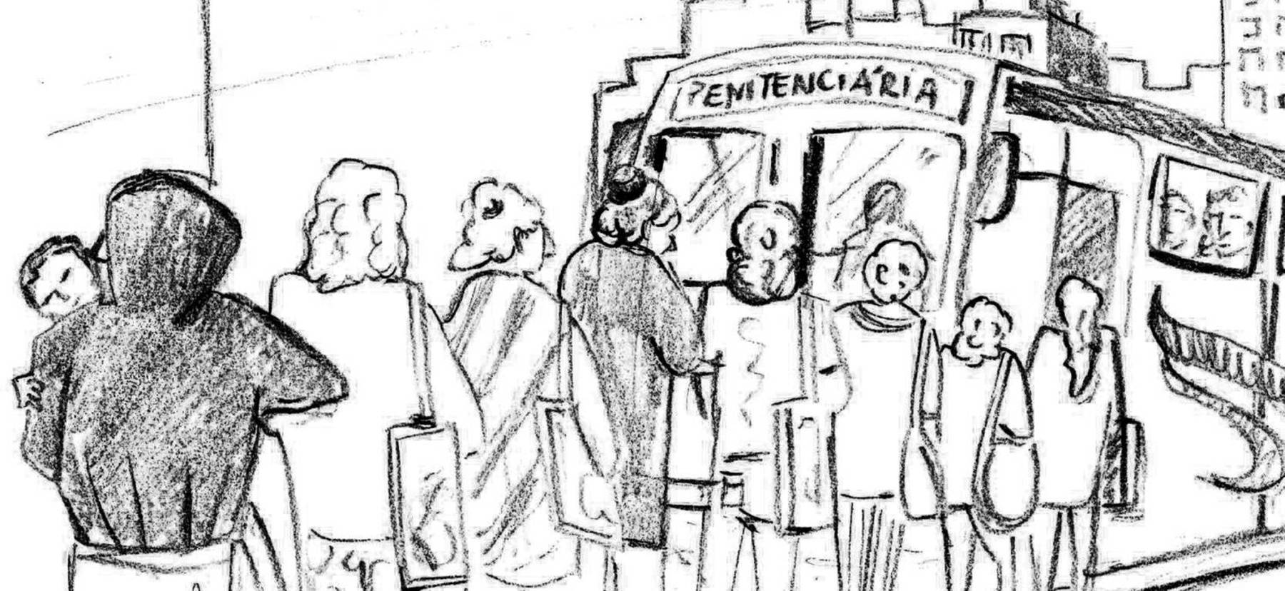 A longa jornada das mulheres de presidiários inclui passar um bom tempo em filas (Arte/ R7)