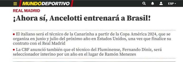 Mundo Deportivo (Espanha): Efusivamente, o jornal espanhol escreveu que 