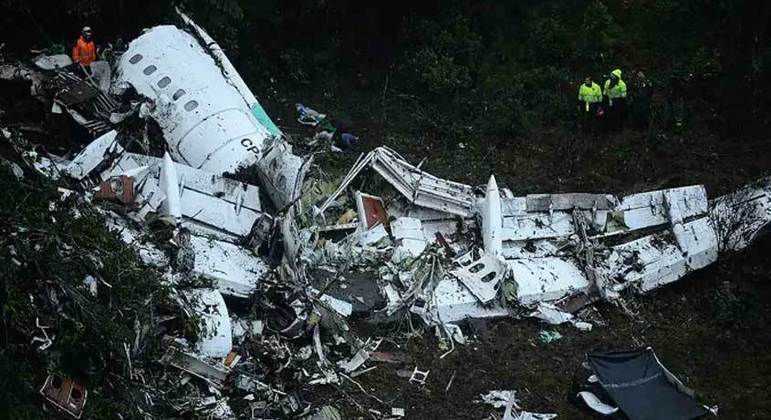 Avião que transportava a delegação da Chapecoense e caiu próximo à cidade de Medellín, na Colômbia
