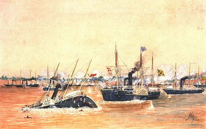 Na oportunidade, a Armada Imperial Brasileira venceu a Marinha de Guerra Paraguaia às margens do rio que dá nome ao submarino. 