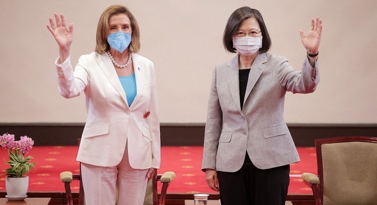 A presidente da Câmara dos Representantes dos EUA, Nancy Pelosi, e a presidente de Taiwan, Tsai Ing-wen