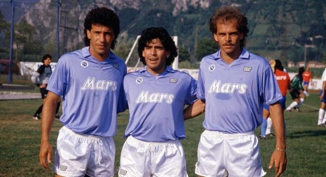 Careca, Maradona e Alemão, em 1990