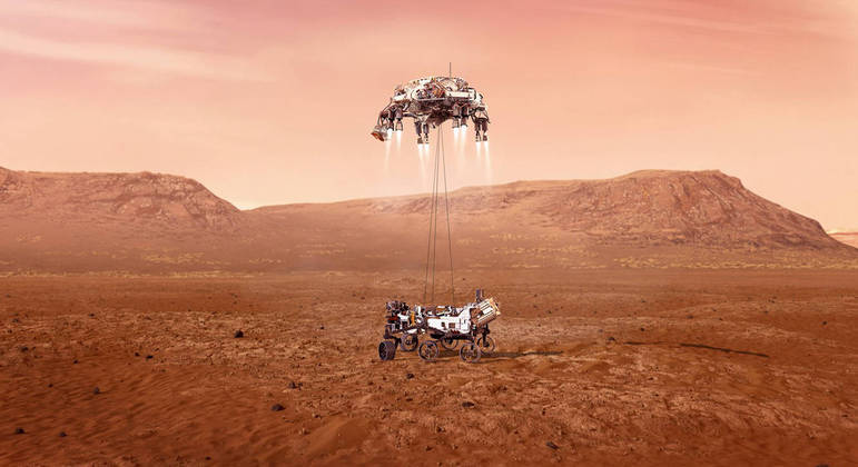 Rover Perseverance pousou na superfície de Marte em 18 de fevereiro