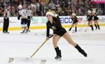 LAS VEGAS, NEVADA - DECEMBER 23: Members of the Knights Guard clean the ice during the Vegas Golden Knights' game against the St. Louis Blues at T-Mobile Arena on December 23, 2022 in Las Vegas, Nevada. The Golden Knights defeated the Blues 5-4 in a shootout. 
