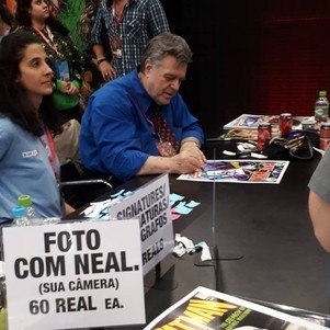 Foto que fiz de Neal Adams na Comic Con de São Paulo, em 2019