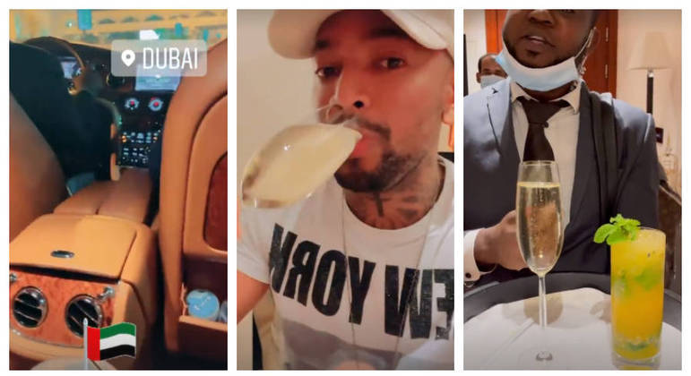 Músico foi recepcionado com carro de luxo e drinks na chegada ao hotel