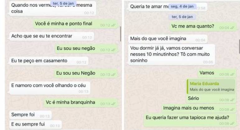 Troca de mensagens entre Nego e Duda mostrado pelo cantor