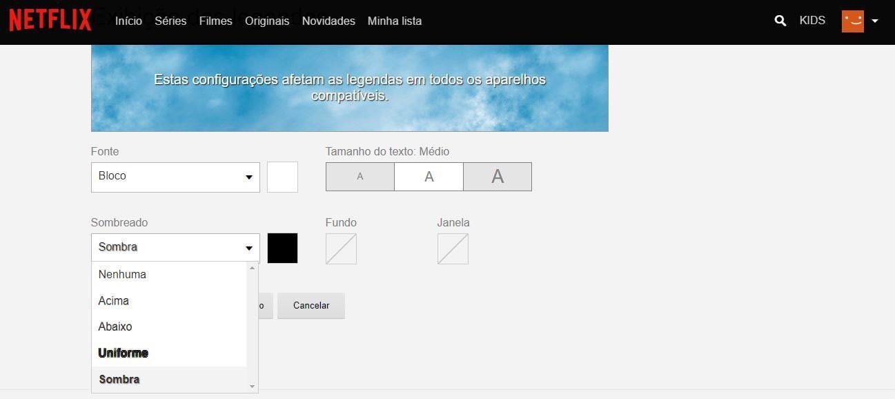 Netflix: Alteração de cor e tamanho da legenda 