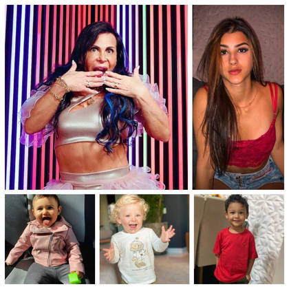 Quem acompanha a carreira de Gretchen, sabe que a eterna 'Rainha do Rebolado' é intensa em tudo aquilo que faz: seja no trabalho, na vida amorosa e até mesmo quando precisa comprar qualquer tipo de briga para proteger suas crias. Aos 61 anos, a cantora também é profunda quando se trata do amor que tem pelos cinco netos. Alguns o grande público já conhece, pois eles vivem aparecendo nas redes sociais dos filhos da artista que se tornaram famosos. Já outros, nem tanto. Conheça a seguir a 3º geração da Rainha do Rebolado, quem são e onde vivem 