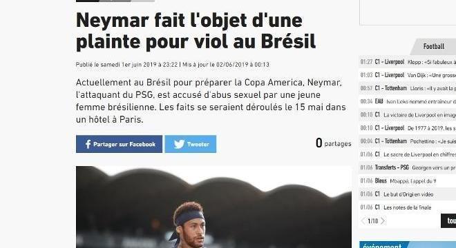 L' Equipe e a acusação a Neymar. Os franceses rejeitam cada vez mais o jogador