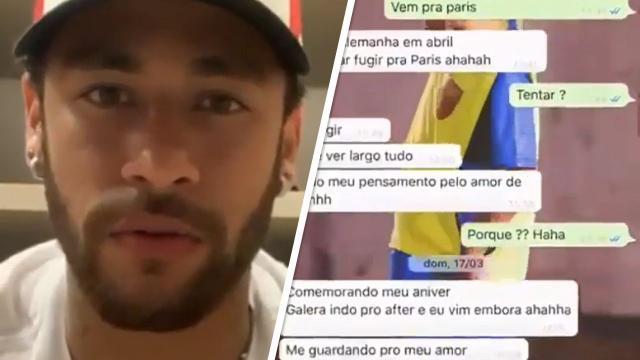 Neymar negou no Instagram a acusação de estupro. E mostrou mensagens de Najila