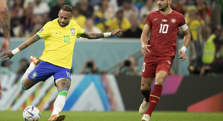 Neymar se machucou ainda na primeira partida do Brasil, contra a Sérvia, no estádio Lusail