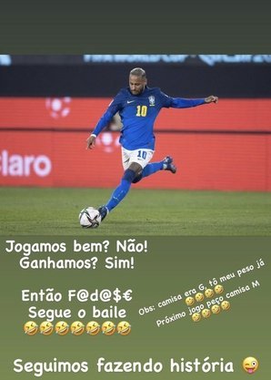 Neymar respondeu aos críticos em seu Instagram
