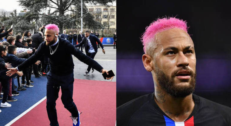 CoresEm 2020, ainda no PSG, Neymar radicalizou e pintou o cabelo de rosa