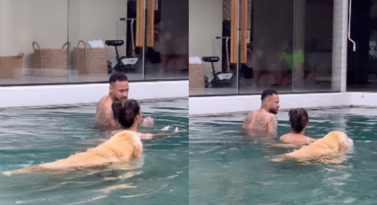 Bruna Biancardi encanta internautas com vídeo de fisioterapia ao lado de Neymar e cachorro
