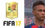 No Fifa 17, Neymar não mudou tanto. Porém, os gráficos trouxeram um boneco mais parecido com o jogador. O cabelo ganhou uma atualização e a nota geral também, que dessa vez aumentou para 92